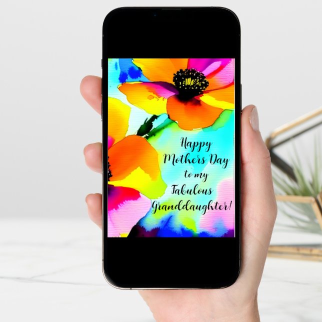 Bright Poppies Granddaughter Custom Mother's Day Card (Front Digital)