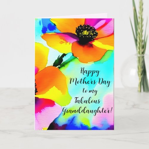 Bright Poppies Granddaughter Custom Mothers Day Card