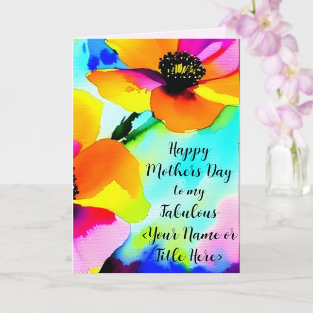 Bright Poppies Your Name Custom Mother's Day Card (Orchid)