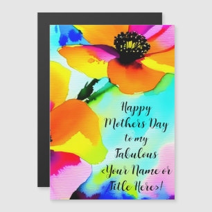 Bright Poppies Your Name Mother's Day Magnet Card