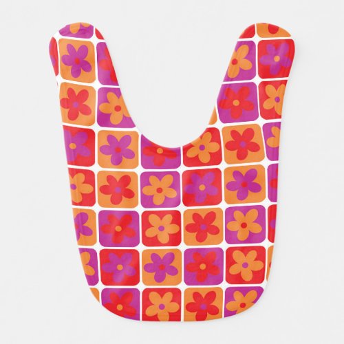 Bright pops of color floral  baby bib