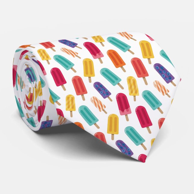 Bright Popsicle Summer Pattern Neck Tie (Rolled)