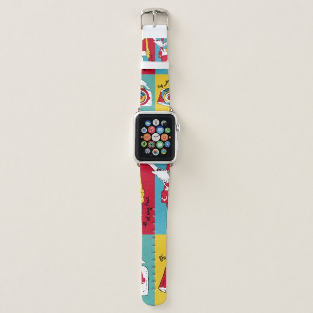 Bright poster in the style of pop art with image o apple watch band (Front)