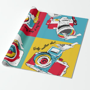 Bright poster in the style of pop art with image o wrapping paper