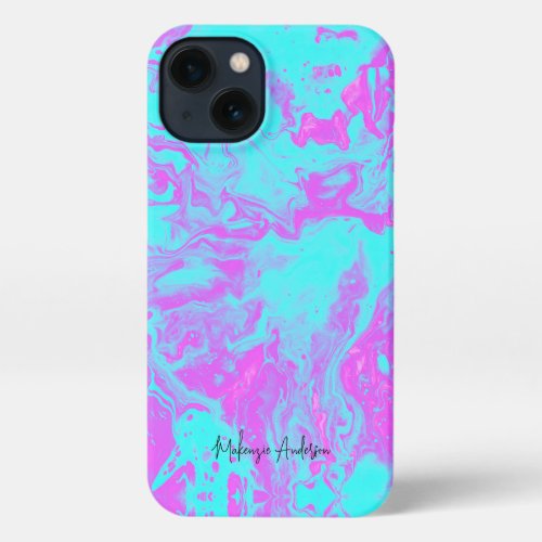 Bright poured paint personalized iPhone 14 case