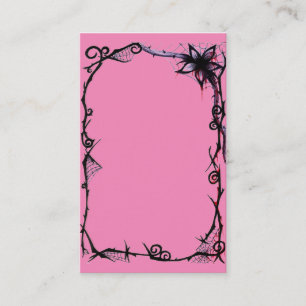 Bright Powder Pink w/Goth Scroll Black Rose Business Card