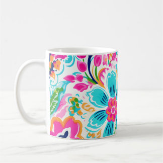 Bright Preppy Paisley Floral Colorful Flowers Coffee Mug