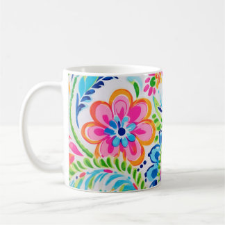 Bright Preppy Paisley Floral Colorful Flowers Coffee Mug