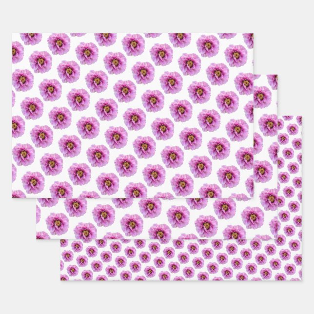 bright & pretty fuchsia pink peony wrapping paper sheets (Set)