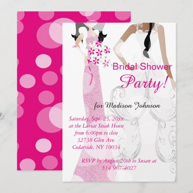 Bright Pretty Pink Bridal Shower Invitation (Front/Back)