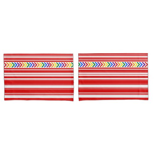 Bright Pride Pattern on Red and White Stripe Pillow Case