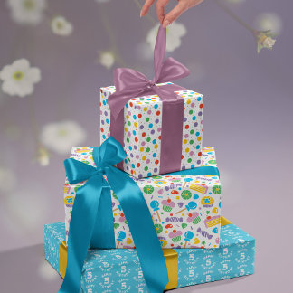 Bright Primary Color Kids Cake & Candy Wrapping Paper Sheets