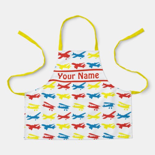 Bright Primary Colors Airplanes Apron