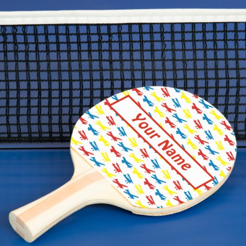 Bright Primary Colors Airplanes Ping Pong Paddle