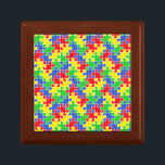 Bright Primary Colors Jigsaw Puzzle Pieces Gift Box<br><div class="desc">A pattern of jigsaw puzzle pieces in bright primary colors. Red,  yellow,  blue and green with a white border.</div>