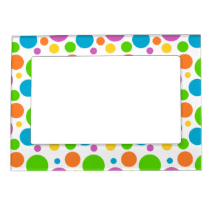 Bright Primary Polka Dots Magnetic Picture Frame