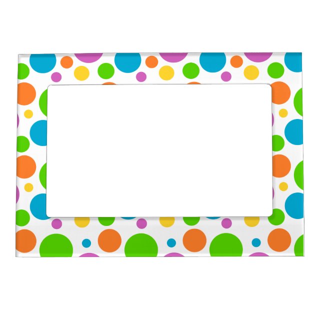 Bright Primary Polka Dots Magnetic Picture Frame (Front)