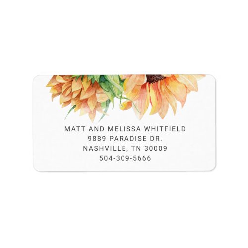 Bright Primerose Yellow Sunflower Floral Address Label