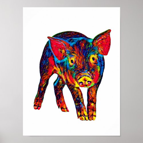 Bright Psychadelic Piglet Art Poster