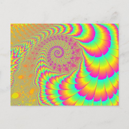 Bright Psychedelic Infinite Spiral Fractal Art Postcard