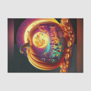 Bright Pumpkin Cemetery Halloween Decoupage Paper