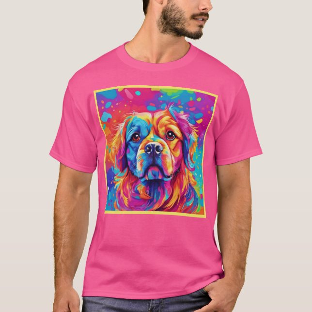 Bright Pup: Colorful Dog Design T-Shirt (Front)