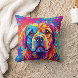Bright Pup: Colorful Dog Design Throw Pillow