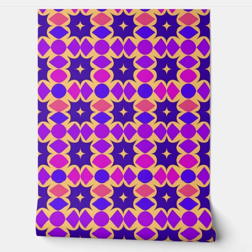 Bright Purple Abstract Retro Geometric Pattern Wallpaper