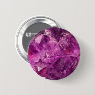 Bright Purple Amethyst Crystal Cluster Button
