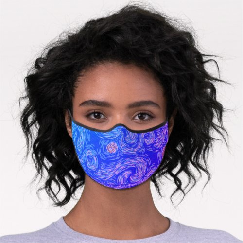 Bright Purple and Blue Van Gogh Style Sun and Sky Premium Face Mask