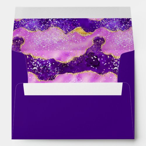 Bright Purple and Gold Sequins Agate Envelope