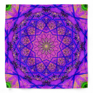 Bright Purple and Green Mandala Bandana