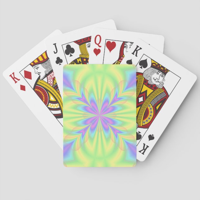 Bright Purple and Green Pattern Poker Cards (Back)