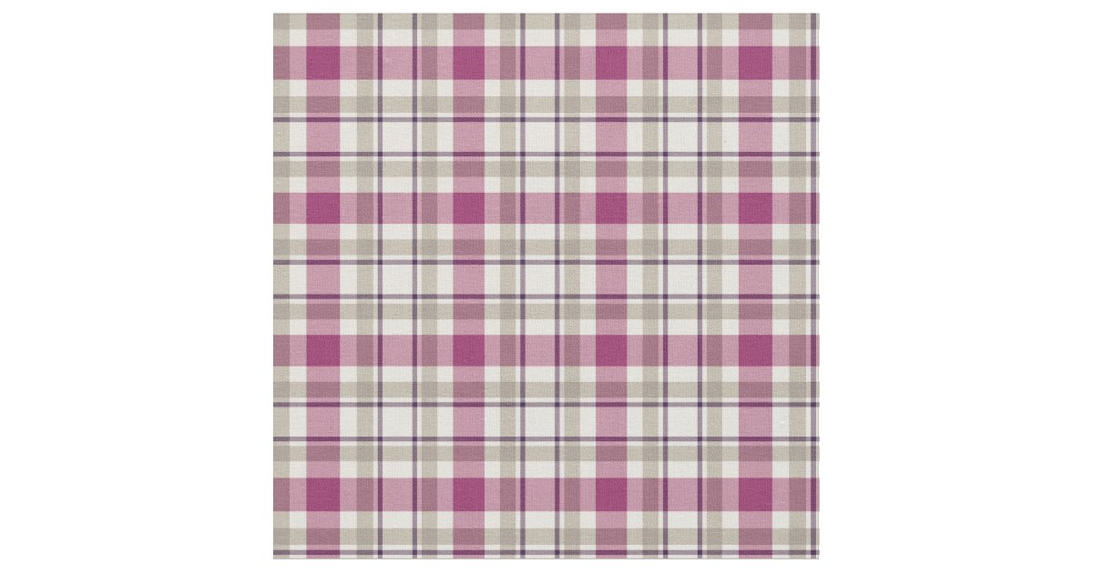 Bright Purple and Grey Girly Plaid Fabric | Zazzle.com