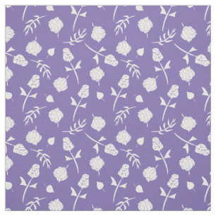 Bright Purple and White Rosebud Floral Pattern Fabric
