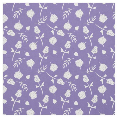 Bright Purple and White Rosebud Floral Pattern Fabric