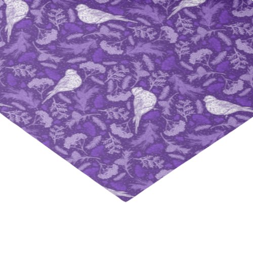 Bright Purple and Winter White Bird Floral Pattern Tissue Paper