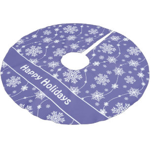 Bright Purple and Winter White Snowflake Monogram Brushed Polyester Tree Skirt