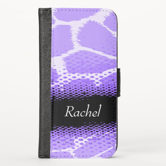 Bright purple animal print named girls flap case (Front)