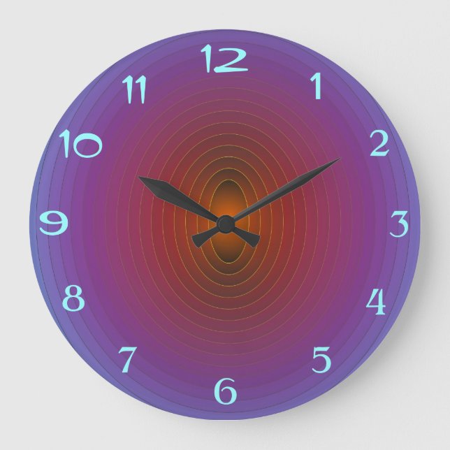 Bright Purple/Aqua> Fractual Patterned WallClock (Front)