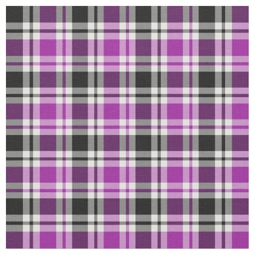 Bright Purple, Black and White Plaid Pattern Fabric