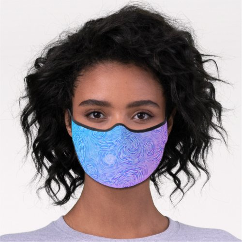 Bright Purple Blue And Gray Van Gogh Swirls Premium Face Mask