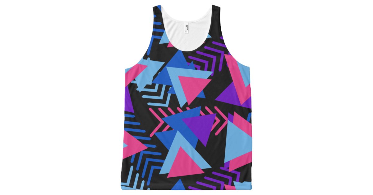Bright Purple, Blue, Pink 80's Background Pattern All-Over-Print Tank ...