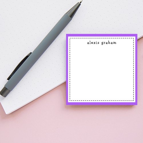 Bright Purple Border Add Name Personalized Post_it Notes