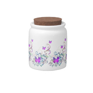 Bright Purple Butterflies Candy Jar