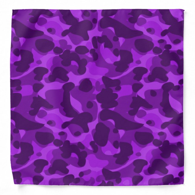 Bright Purple Camo Camouflage Pattern Cool Stylish Bandana (Front)