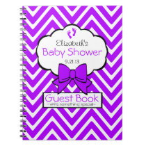 Bright Purple Chevron Baby Shower Guest Book- Notebook