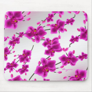 Bright Purple Chic Orchid Flowers Elegant Floral Mouse Pad