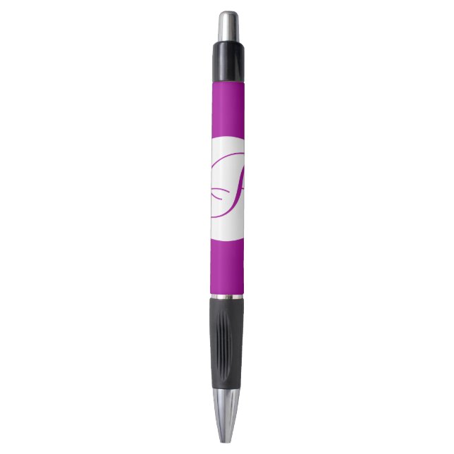 Bright Purple Circle Monogram Pen (Front Vertical)