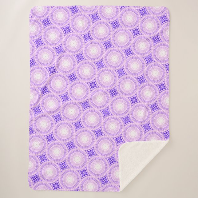 Bright purple circles pattern sherpa blanket (Front)